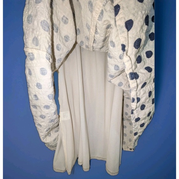 SM Wardrobe Polkadot Spaghetti Strap Dress Small – Khaki Blue Button Up Boho VTG - Picture 9 of 14